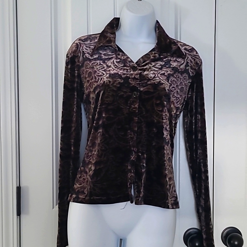 VINTAGE VELOUR PAISLEY BOTTON DOWN TOP